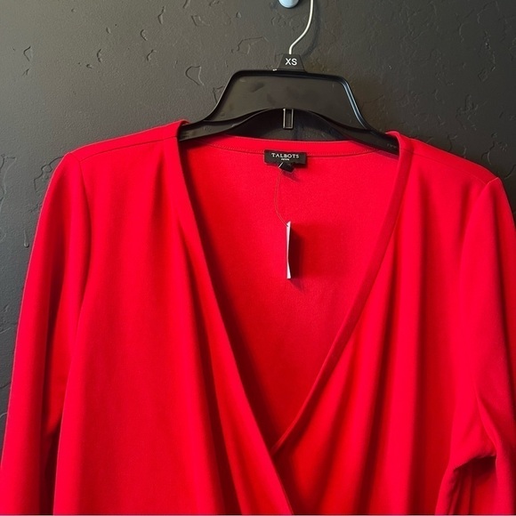 NWT Talbots Faux Wrap Poet Sleeve Crepe
Top Shirt Size: PXL Color: Red - Picture 3 of 9